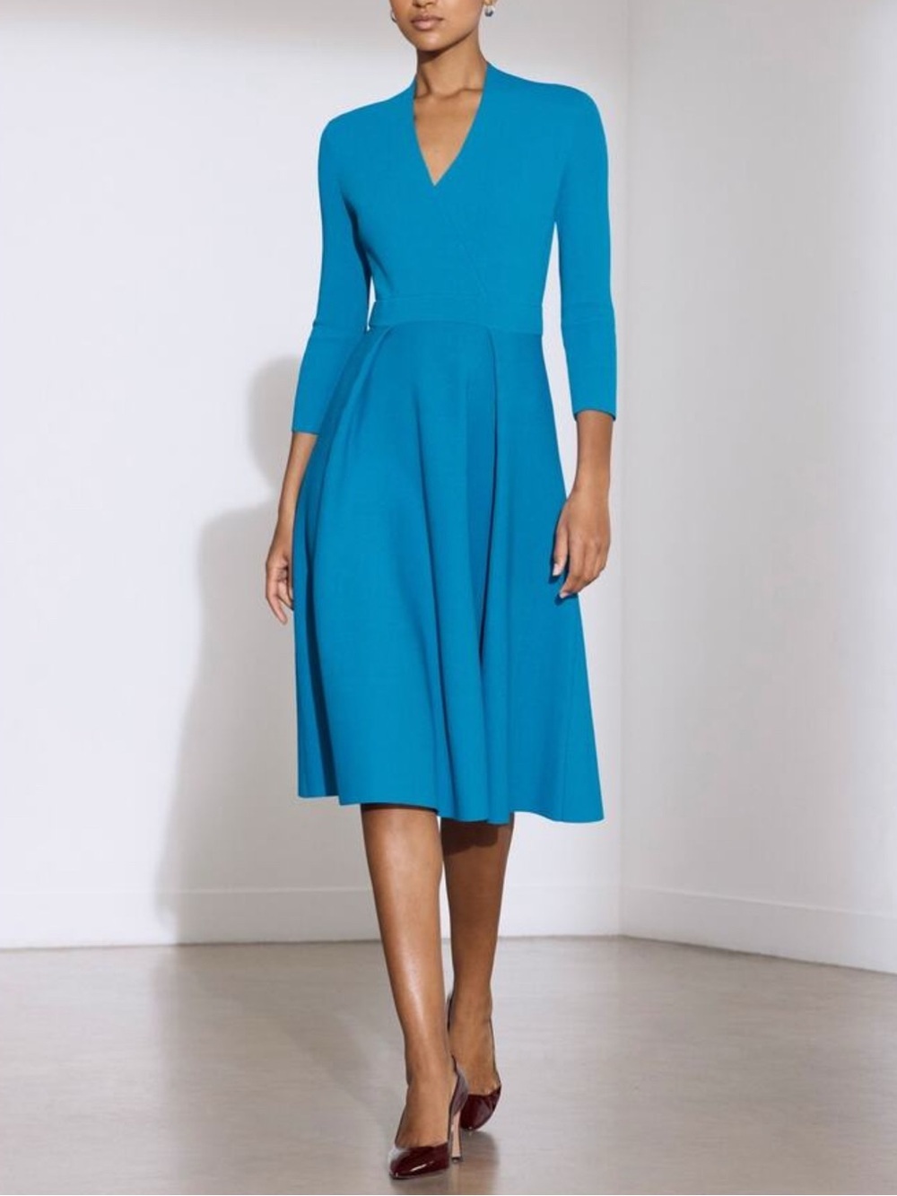 The Fold London Lamont Sculpt Knit Dress in Vivid Turquoise 10